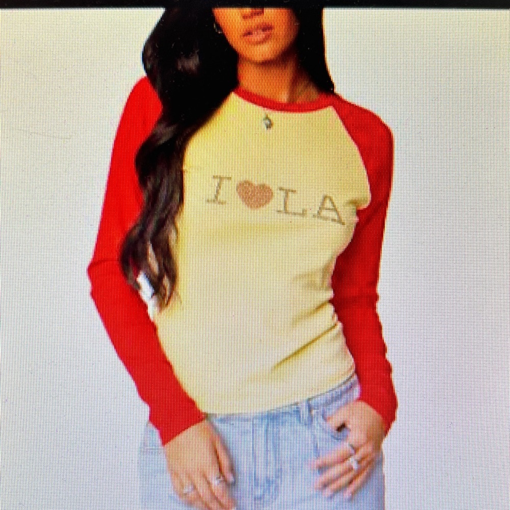 Women’s Red and Yellow "I Love LA" Long Sleeve Shirt